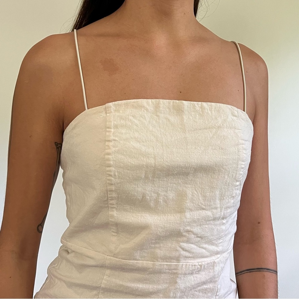 Urban Outfitters Colette Off White Cream Beige Linen Mini Dress - Picture 4 of 9
